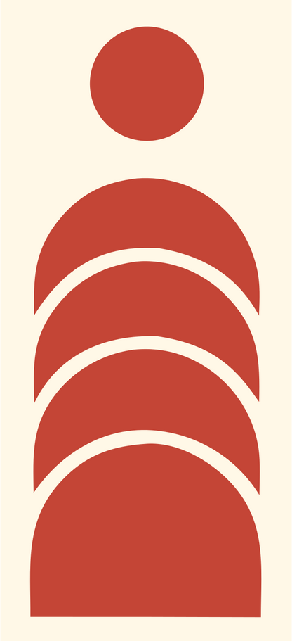 Chunky Stacked Arches Person Mark #fff8e7/#c44536