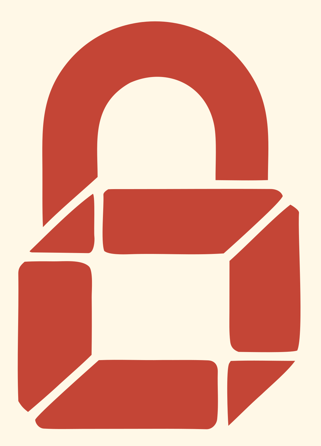 Heavy Padlock Cube Logo #fff8e7/#c44536