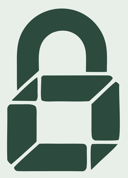 Heavy Padlock Cube Logo #e8efe9/#2d4a3e