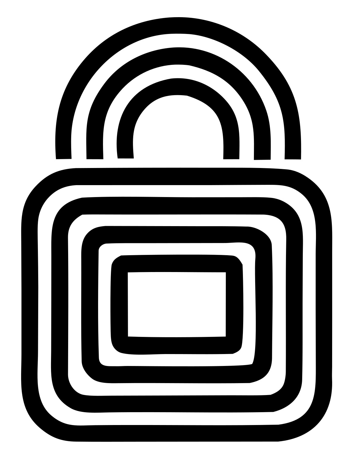 Bold Padlock Concentric Lines Crest #ffffff/#000000