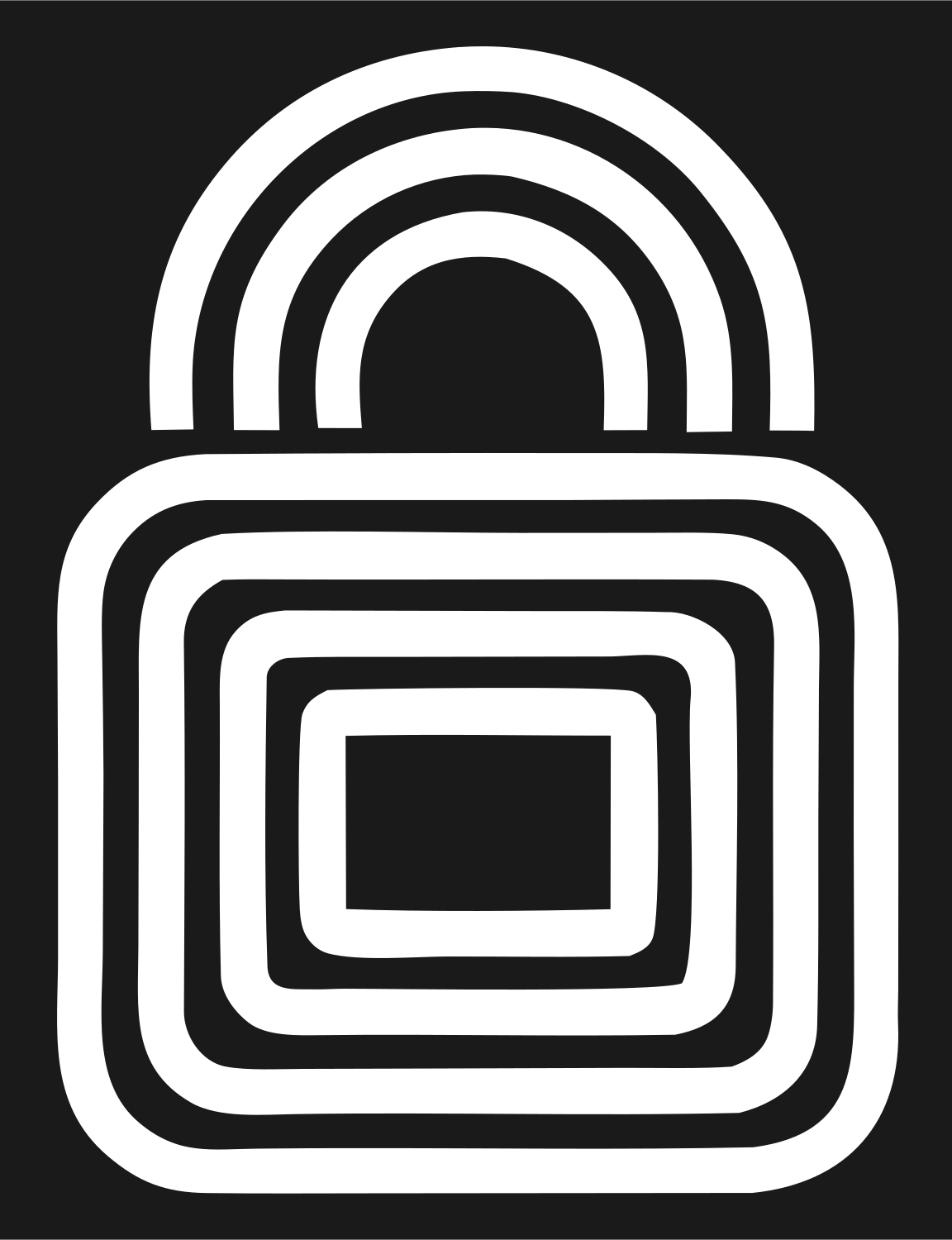 Bold Padlock Concentric Lines Crest #1a1a1a/#ffffff
