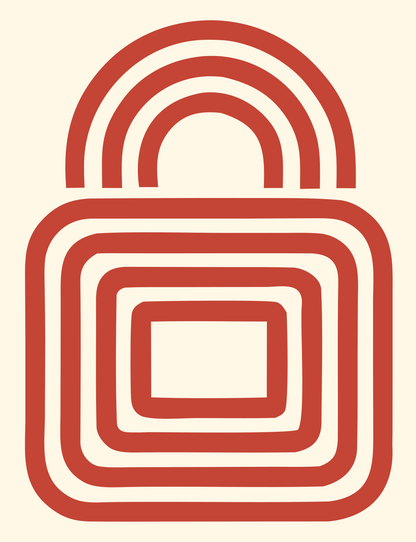 Bold Padlock Concentric Lines Crest #fff8e7/#c44536