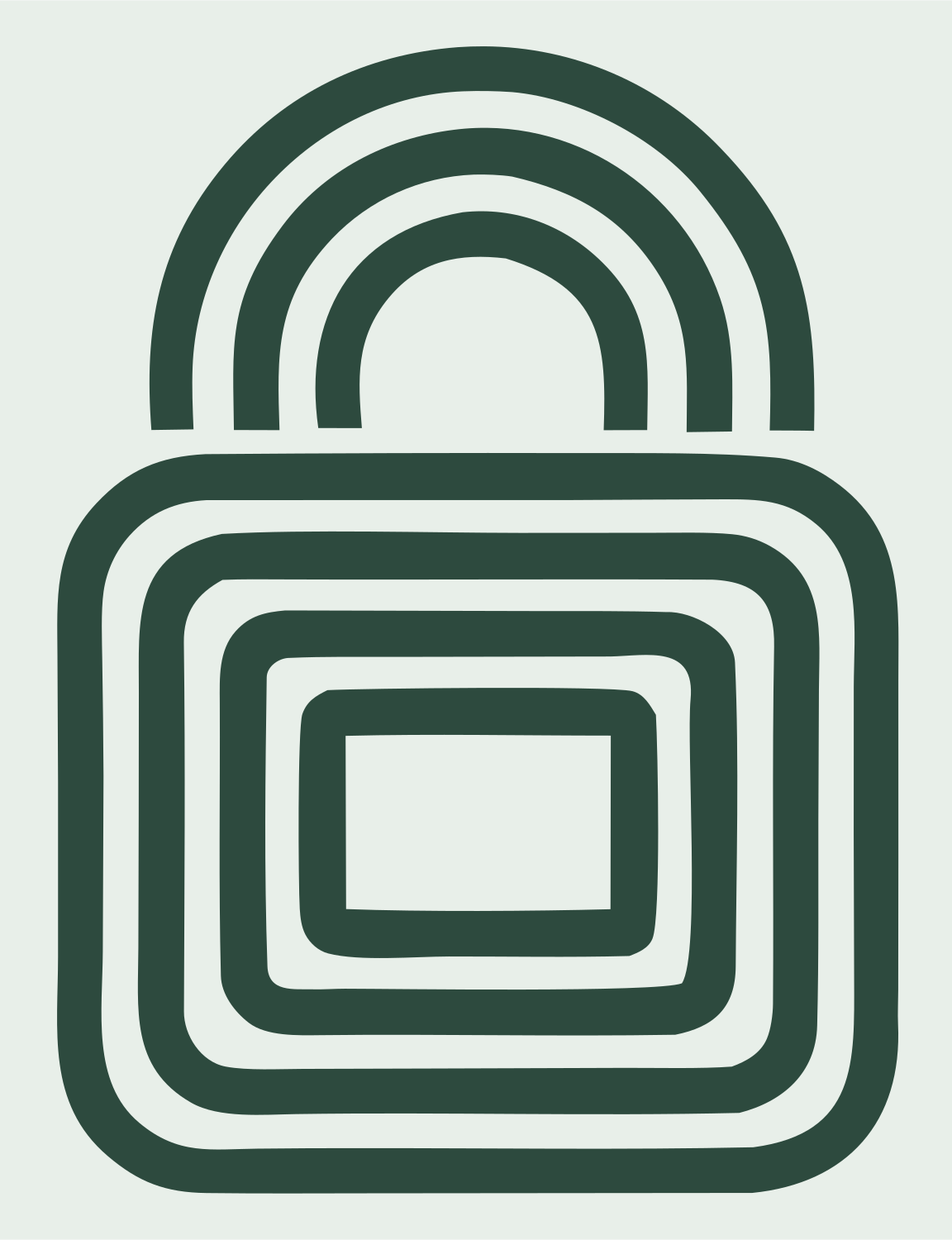 Bold Padlock Concentric Lines Crest #e8efe9/#2d4a3e