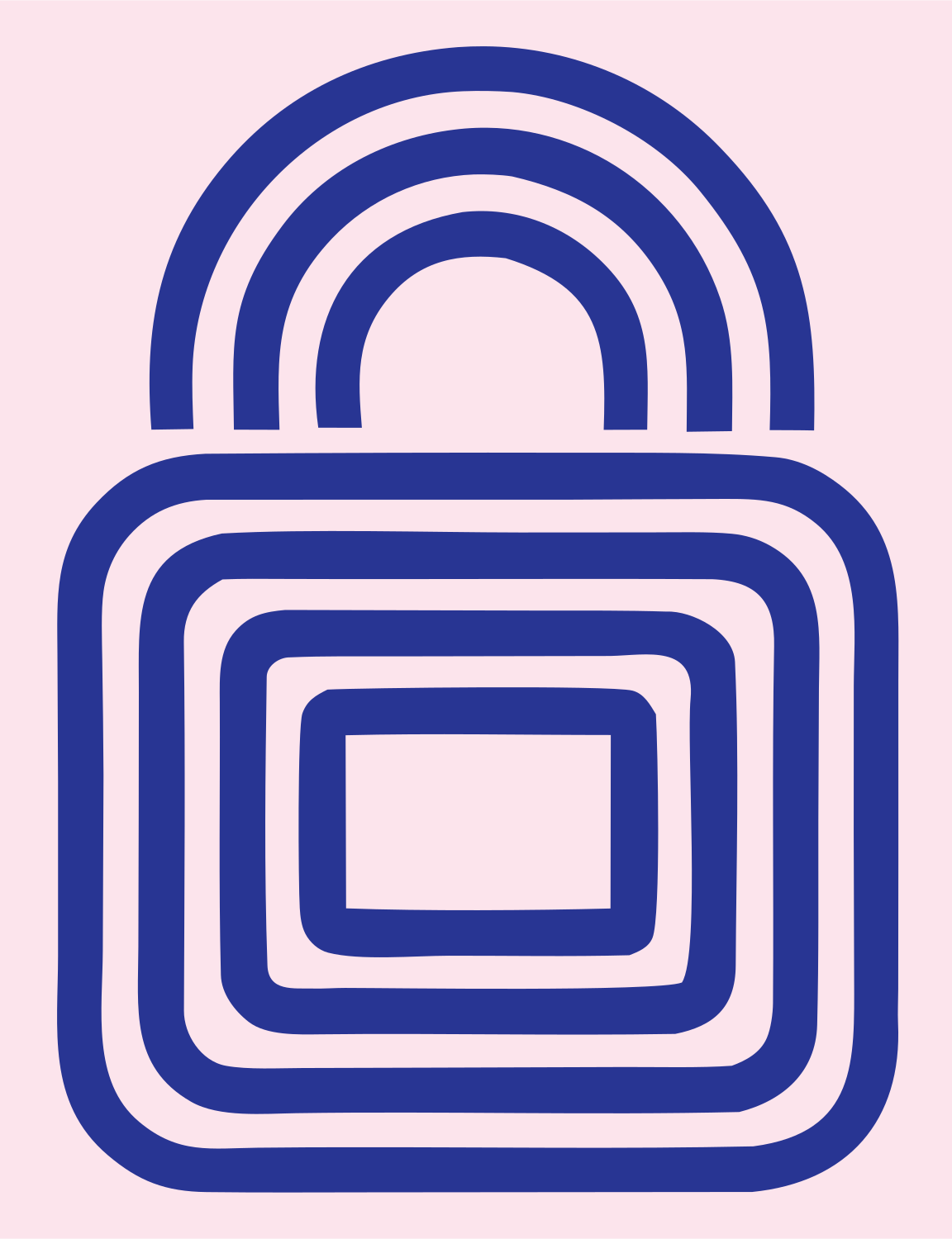Bold Padlock Concentric Lines Crest #fce4ec/#283593