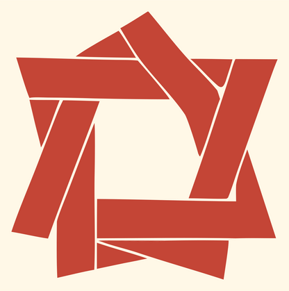 Bold Star Ribbon Weave Mark #fff8e7/#c44536