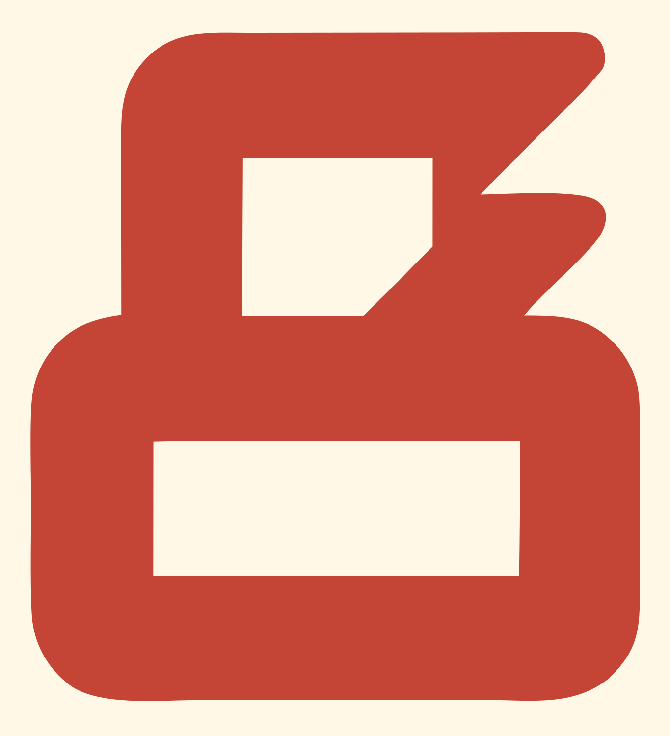 Blocky Padlock Lightning Bolt Badge #fff8e7/#c44536