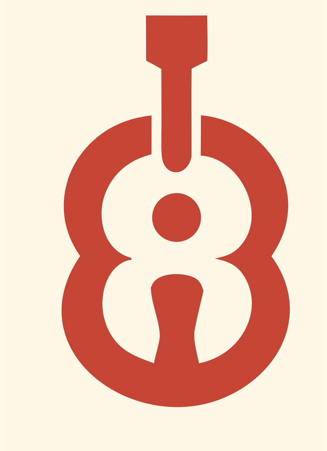 Geometric Guitar Body Icon #fff8e7/#c44536