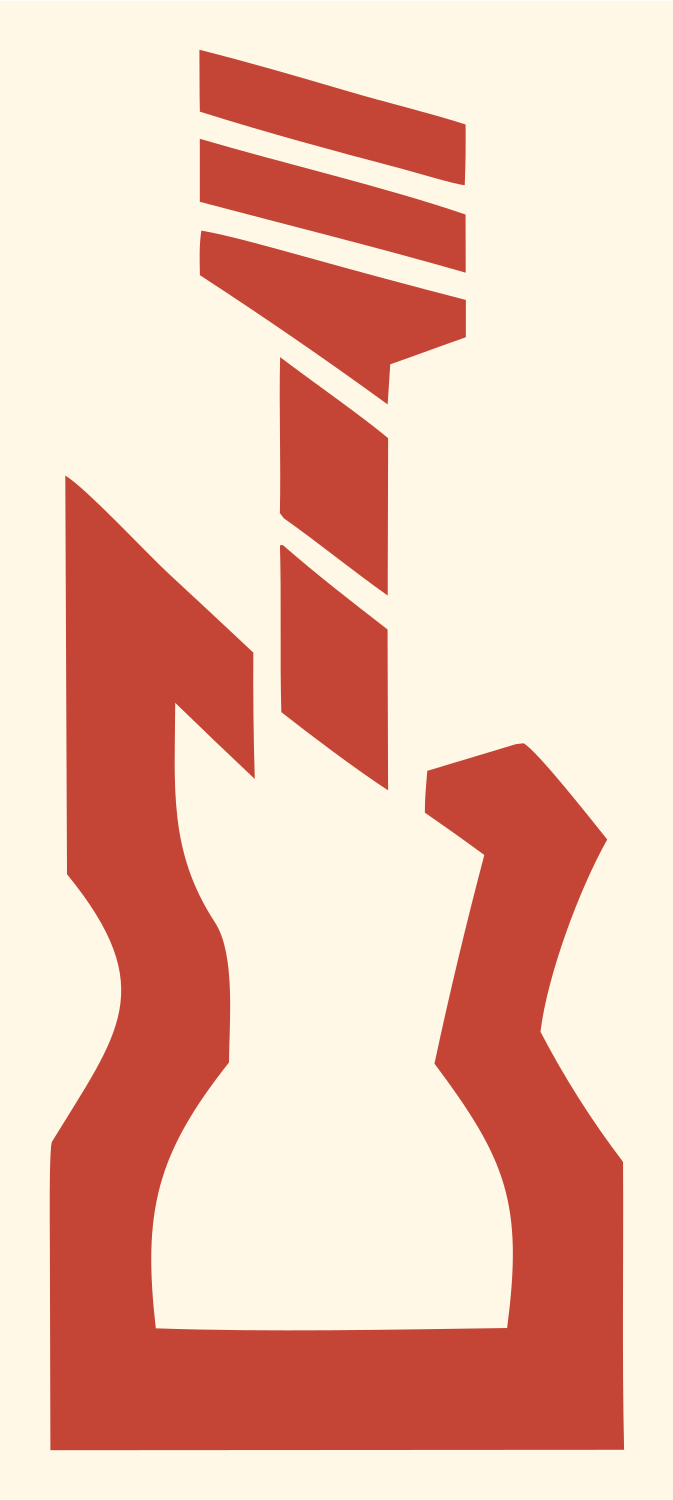 Bold Electric Guitar Crest #fff8e7/#c44536