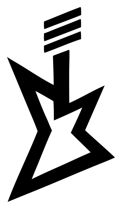 Bold Flying V Guitar Badge #ffffff/#000000