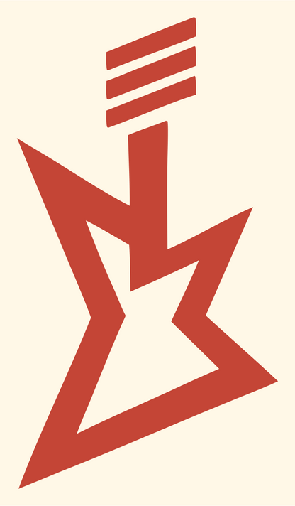 Bold Flying V Guitar Badge #fff8e7/#c44536