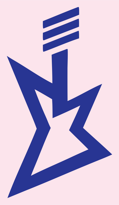 Bold Flying V Guitar Badge #fce4ec/#283593