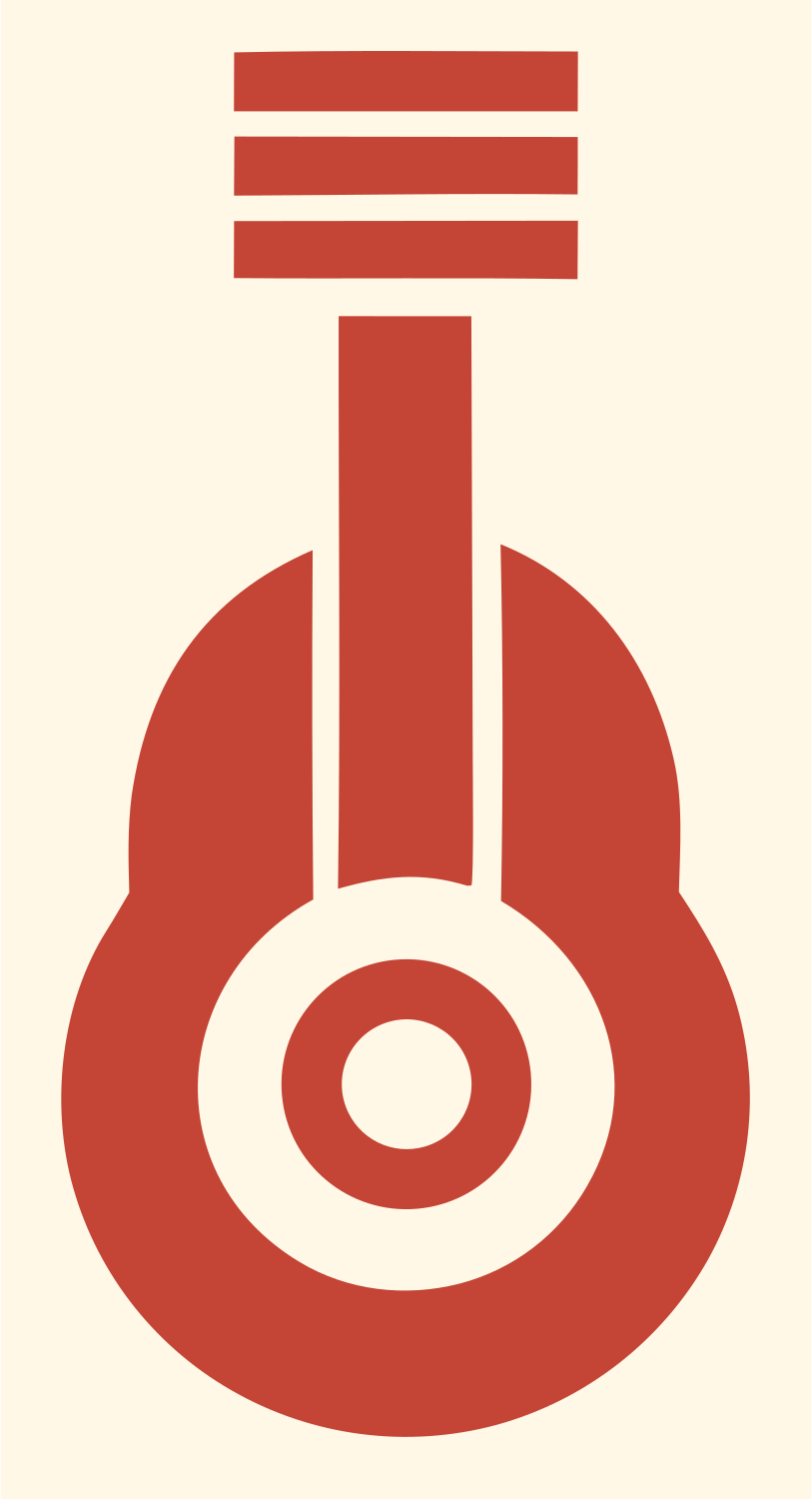 Bold Guitar Soundhole Badge #fff8e7/#c44536