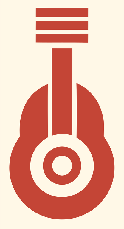 Bold Guitar Soundhole Badge #fff8e7/#c44536