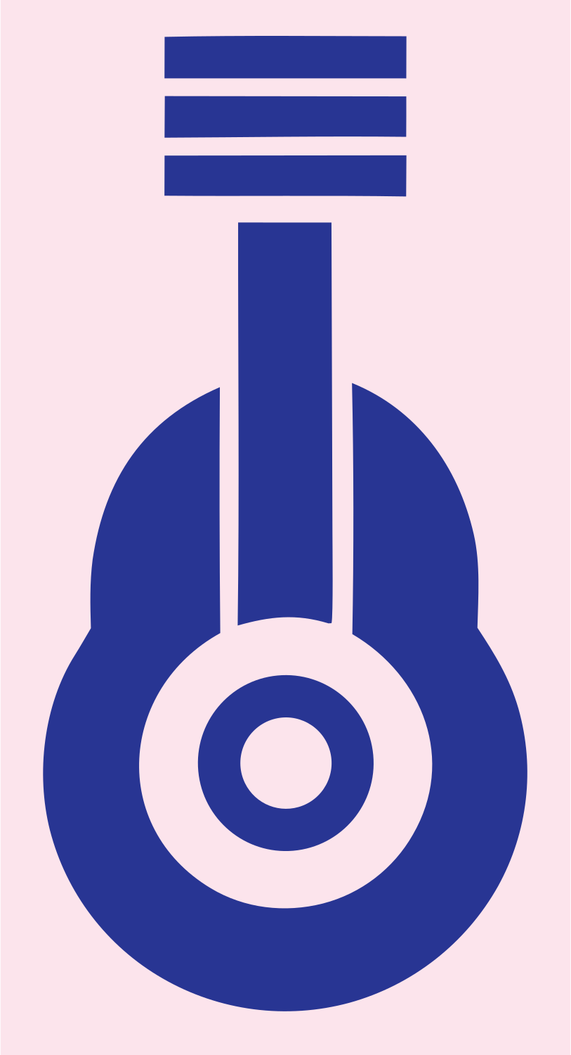 Bold Guitar Soundhole Badge #fce4ec/#283593