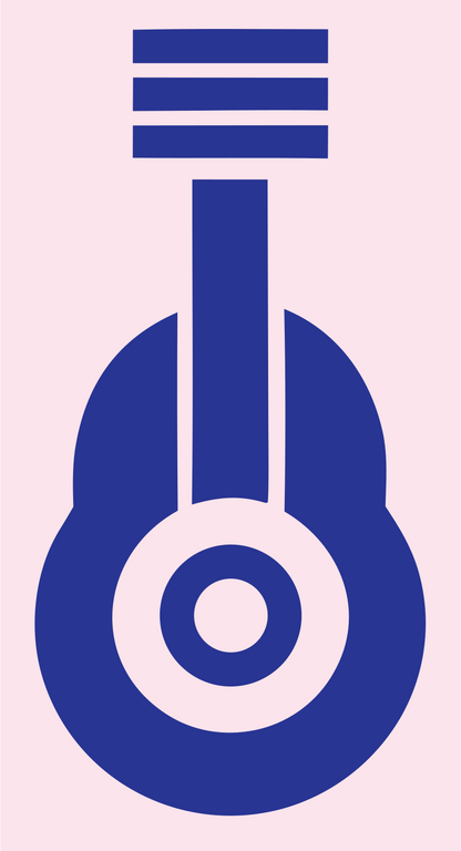 Bold Guitar Soundhole Badge #fce4ec/#283593
