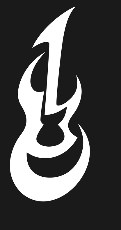 Tribal Flame Guitar Emblem #1a1a1a/#ffffff