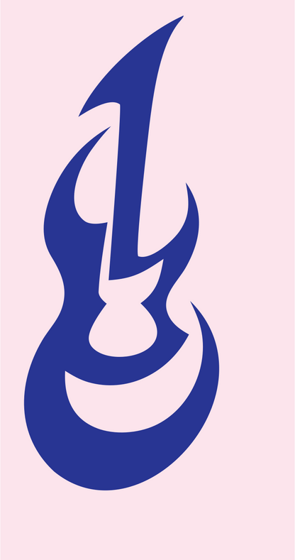 Tribal Flame Guitar Emblem #fce4ec/#283593