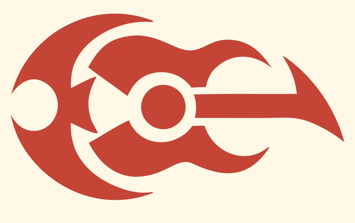 Crescent Moon Guitar Emblem #fff8e7/#c44536