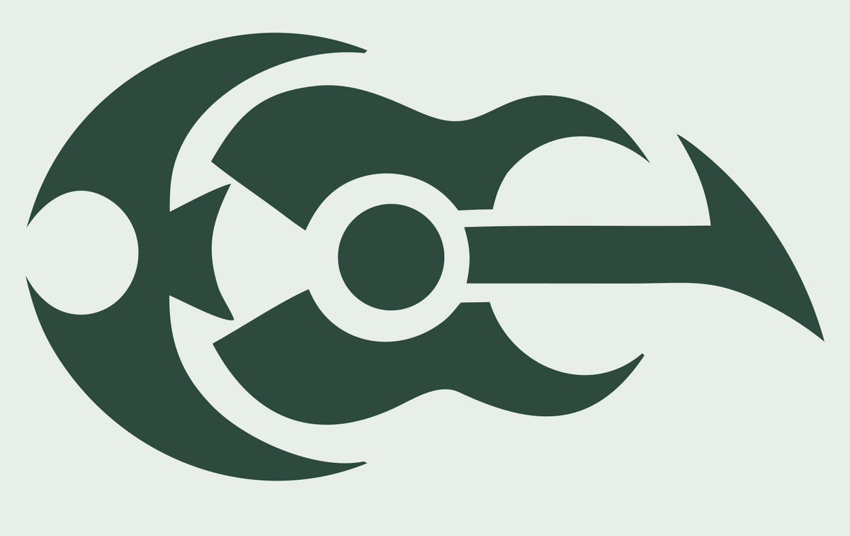 Crescent Moon Guitar Emblem #e8efe9/#2d4a3e