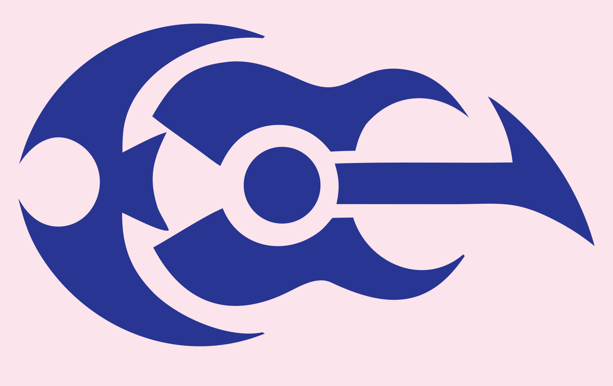 Crescent Moon Guitar Emblem #fce4ec/#283593