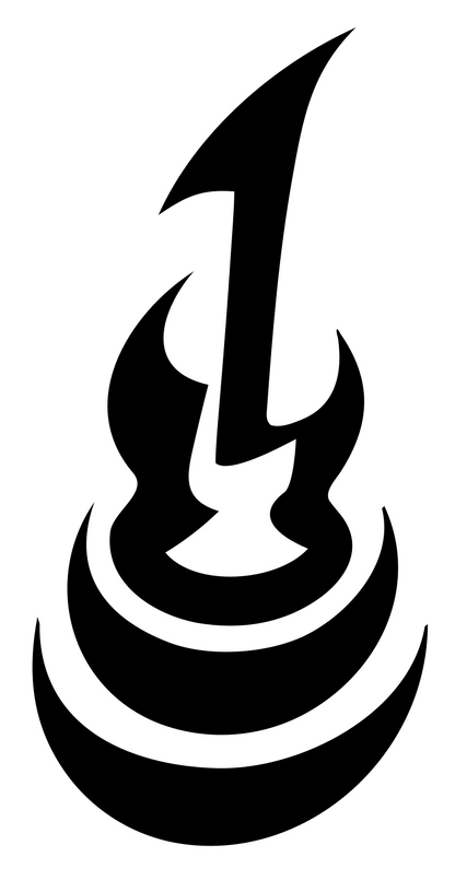 Tribal Guitar Flame Crest #ffffff/#000000