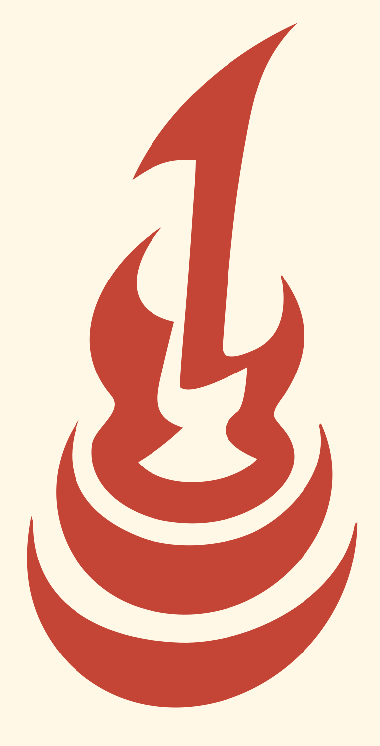 Tribal Guitar Flame Crest #fff8e7/#c44536
