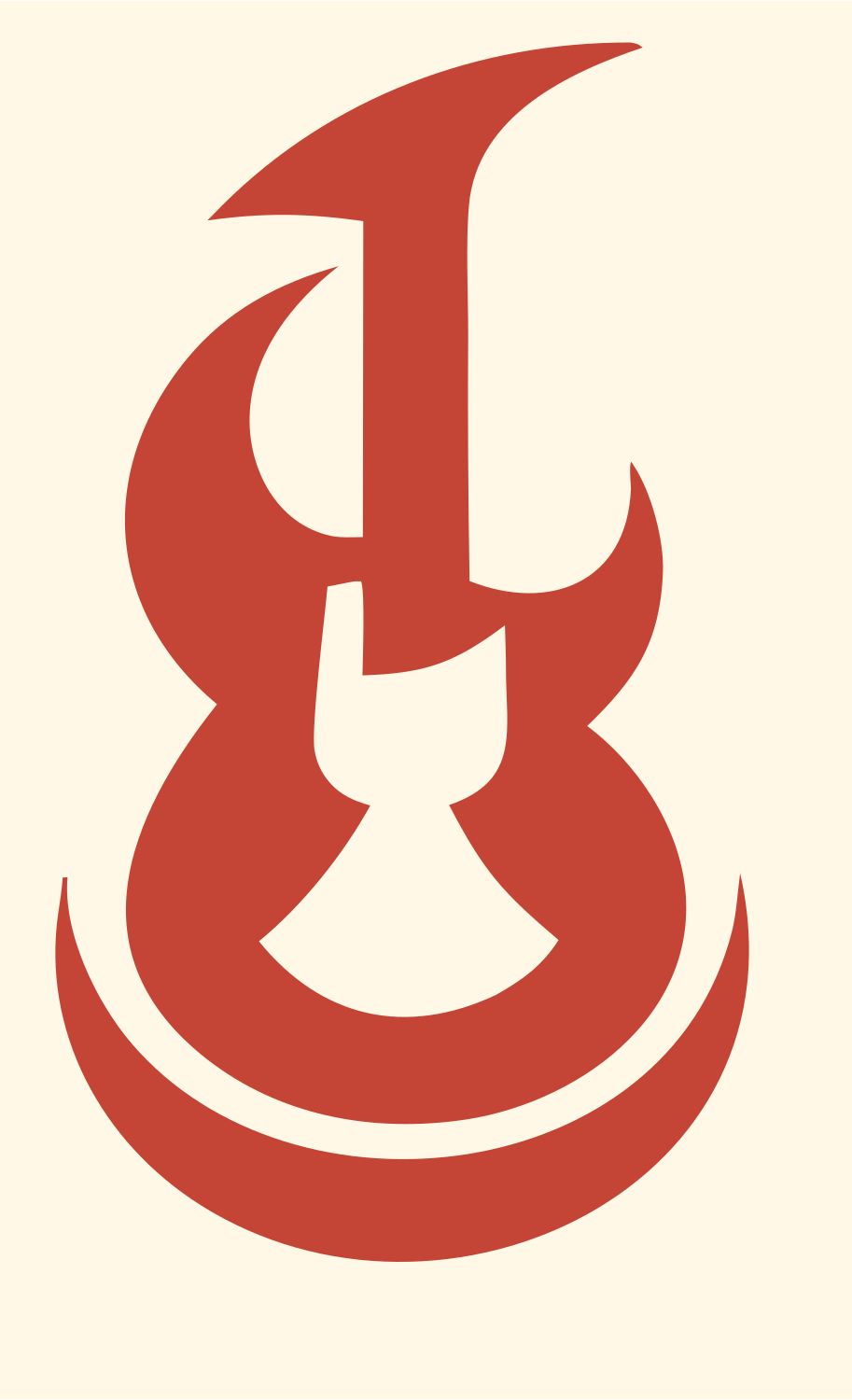 Abstract Guitar Negative Space Mark #fff8e7/#c44536
