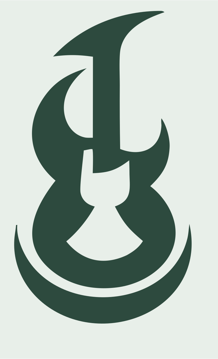 Abstract Guitar Negative Space Mark #e8efe9/#2d4a3e