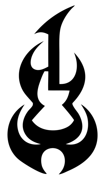 Tribal Guitar Fire Icon #ffffff/#000000