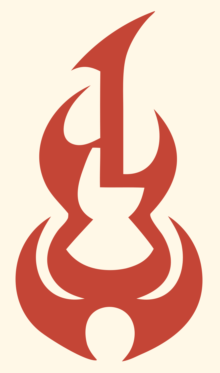 Tribal Guitar Fire Icon #fff8e7/#c44536