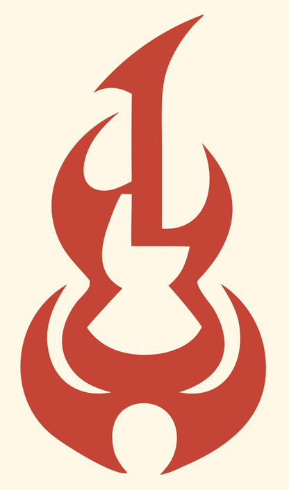 Tribal Guitar Fire Icon #fff8e7/#c44536