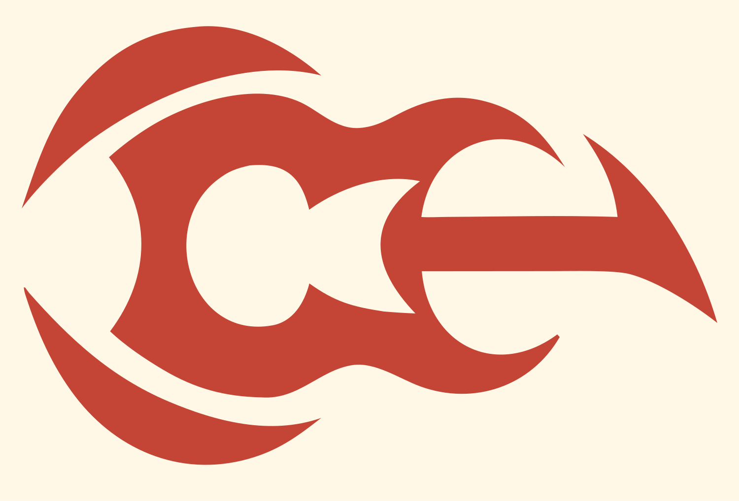 Tribal Guitar Letter Emblem #fff8e7/#c44536