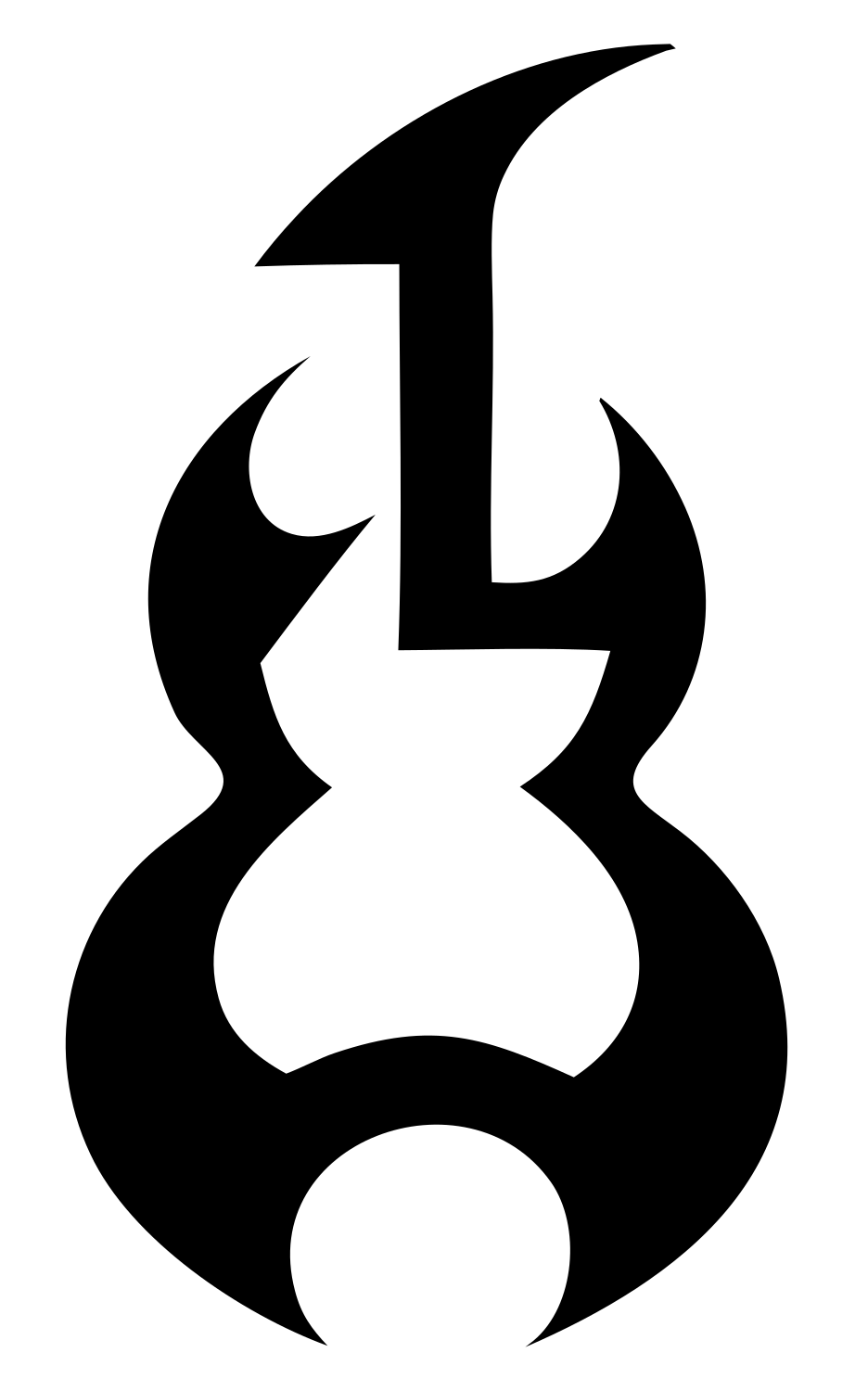 Tribal Guitar Silhouette Crest #ffffff/#000000