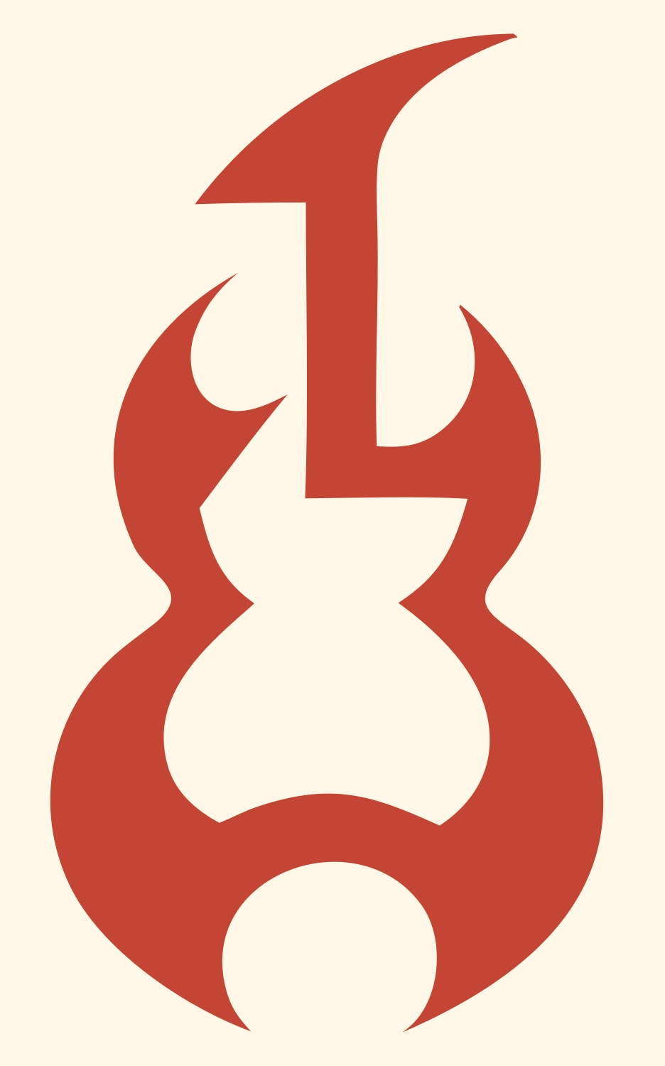 Tribal Guitar Silhouette Crest #fff8e7/#c44536