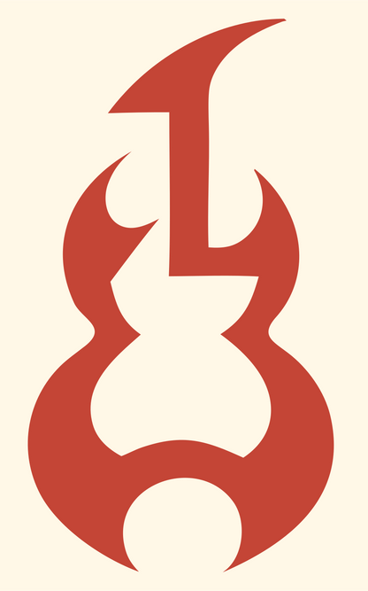 Tribal Guitar Silhouette Crest #fff8e7/#c44536