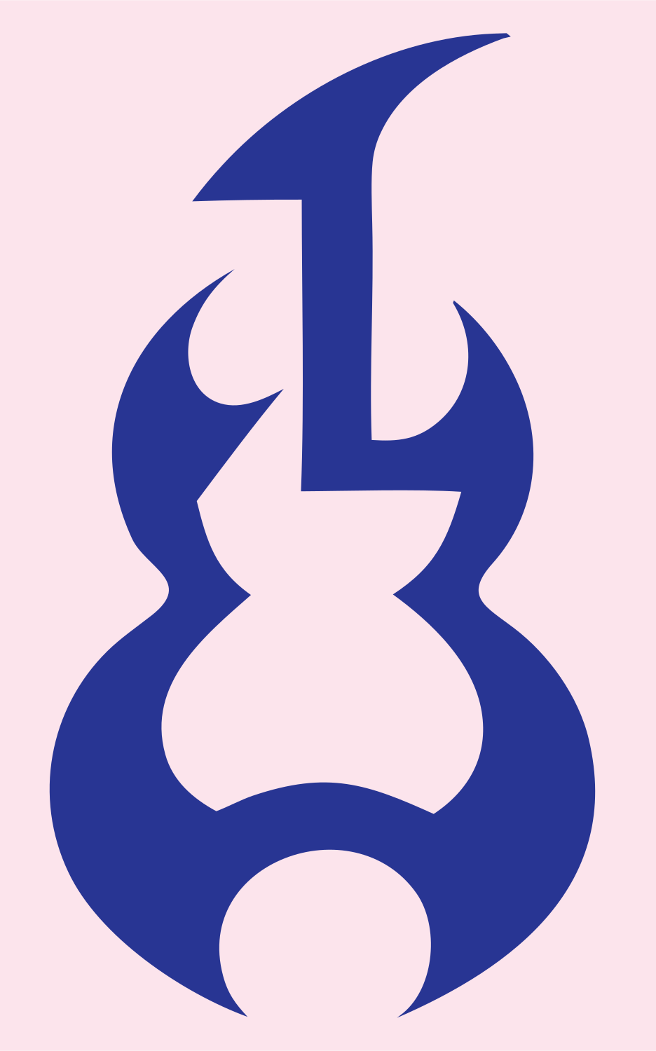 Tribal Guitar Silhouette Crest #fce4ec/#283593