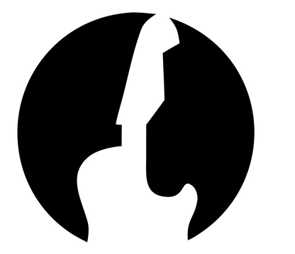 Negative Space Guitar Circle Logo #ffffff/#000000