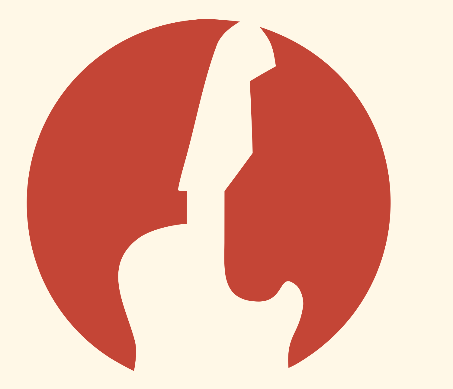 Negative Space Guitar Circle Logo #fff8e7/#c44536
