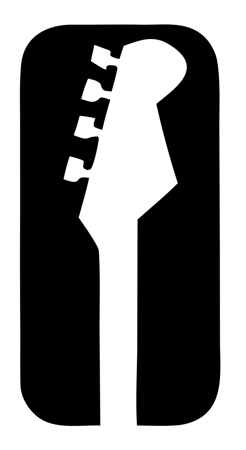 Negative Space Guitar Headstock Icon #ffffff/#000000