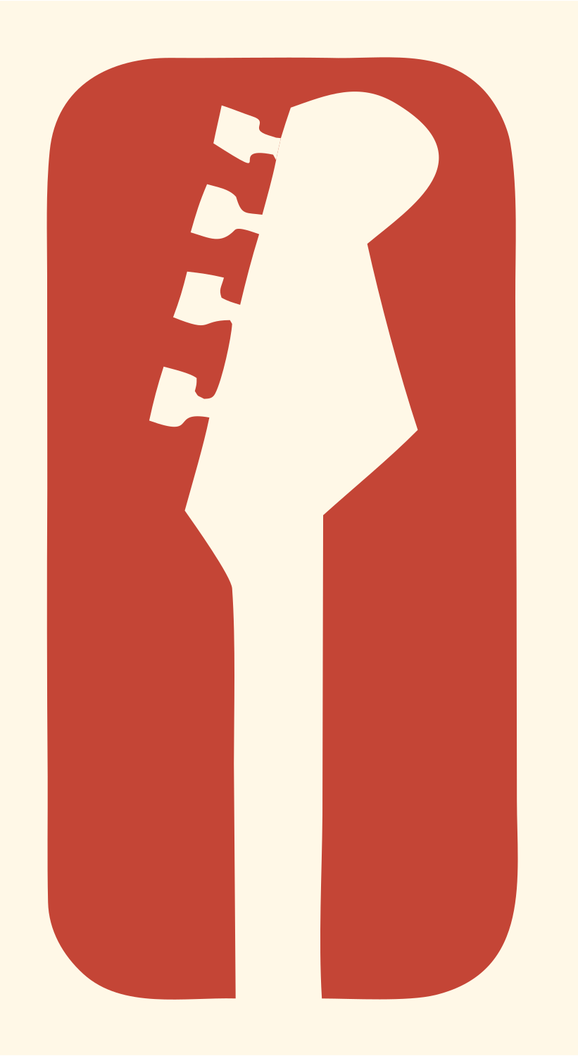 Negative Space Guitar Headstock Icon #fff8e7/#c44536