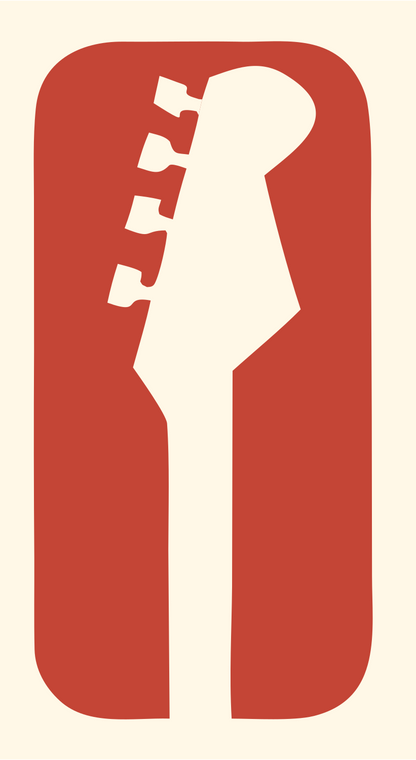 Negative Space Guitar Headstock Icon #fff8e7/#c44536
