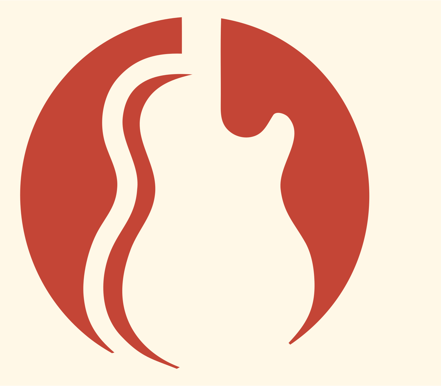 Negative Space Guitar Body Emblem #fff8e7/#c44536
