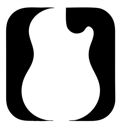 Negative Space Guitar Rounded Badge #ffffff/#000000