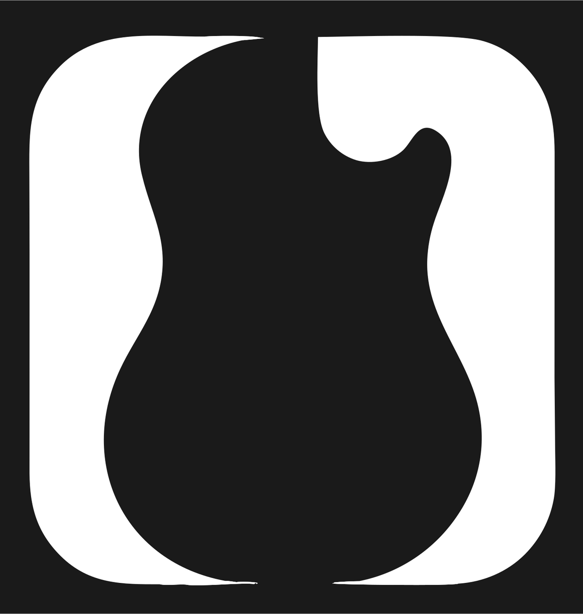Negative Space Guitar Rounded Badge #1a1a1a/#ffffff