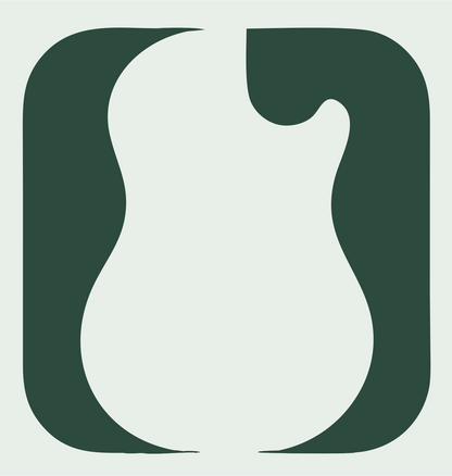 Negative Space Guitar Rounded Badge #e8efe9/#2d4a3e