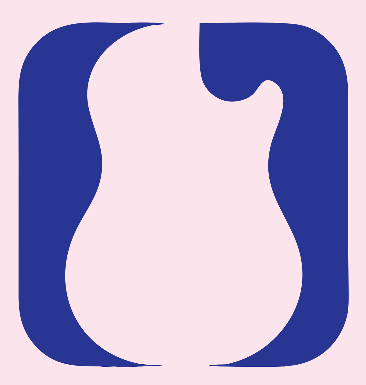 Negative Space Guitar Rounded Badge #fce4ec/#283593
