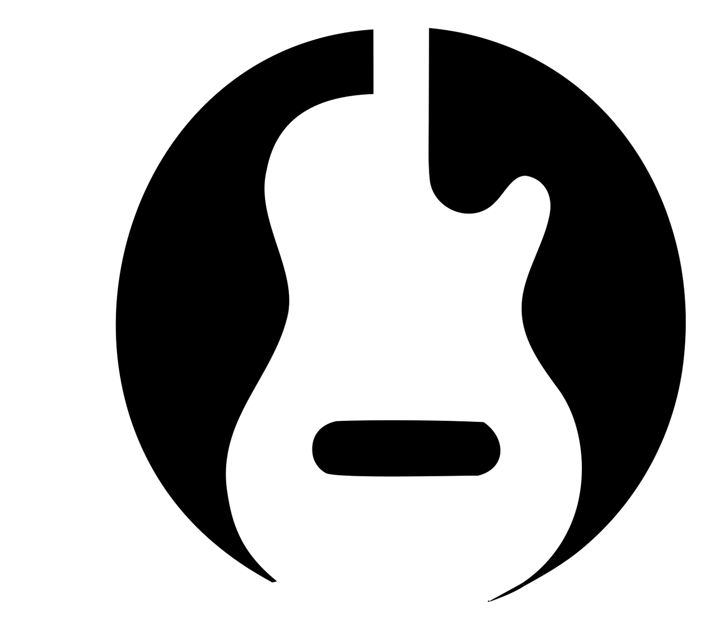 Negative Space Guitar Circle Crest #ffffff/#000000