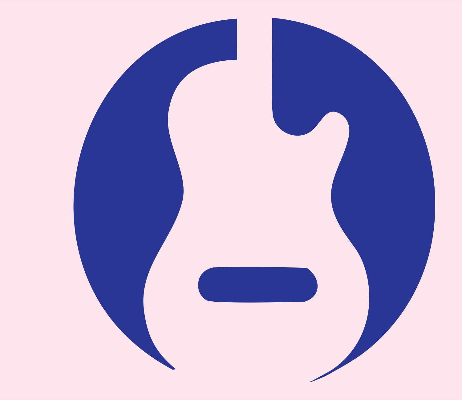 Negative Space Guitar Circle Crest #fce4ec/#283593