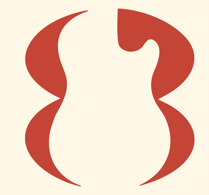 Negative Space Guitar Waist Logo #fff8e7/#c44536