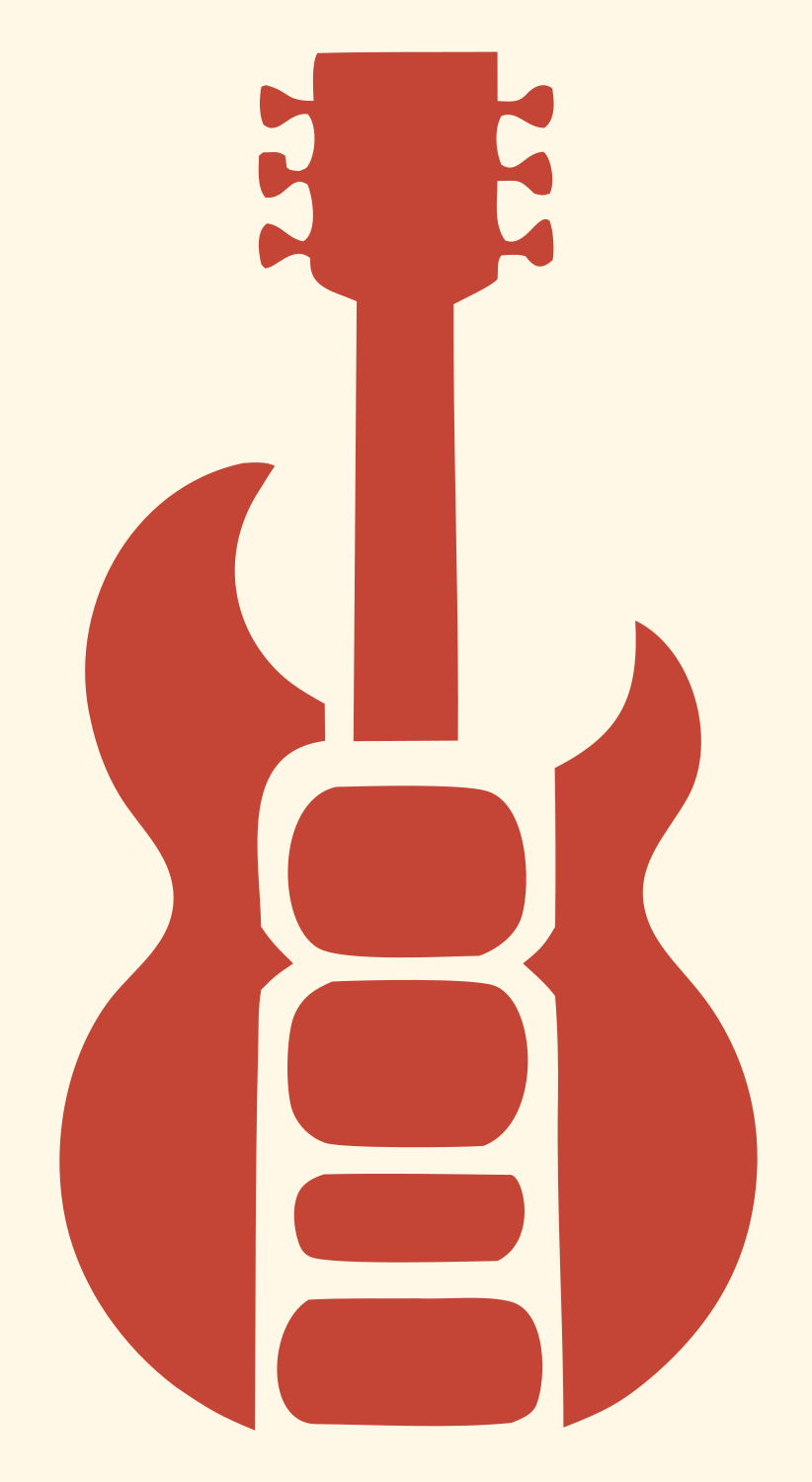 Blocky Electric Guitar Badge #fff8e7/#c44536